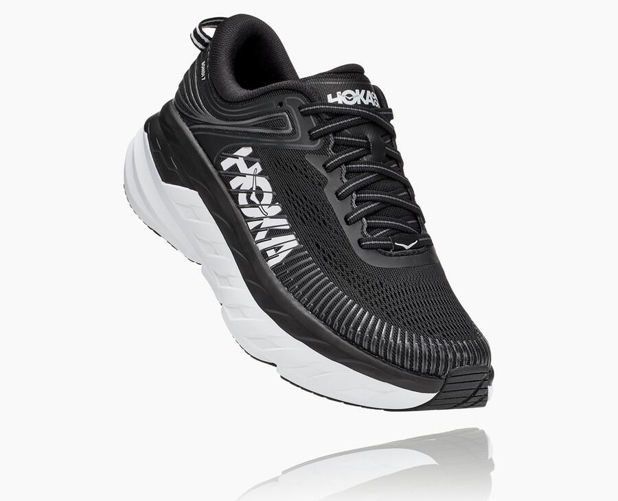 Running Shoes Womens - Hoka One One Bondi 7 - Black/White - AGQYHCL-45